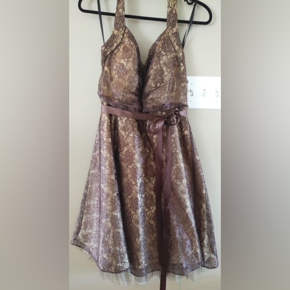 Brown lace formal dress